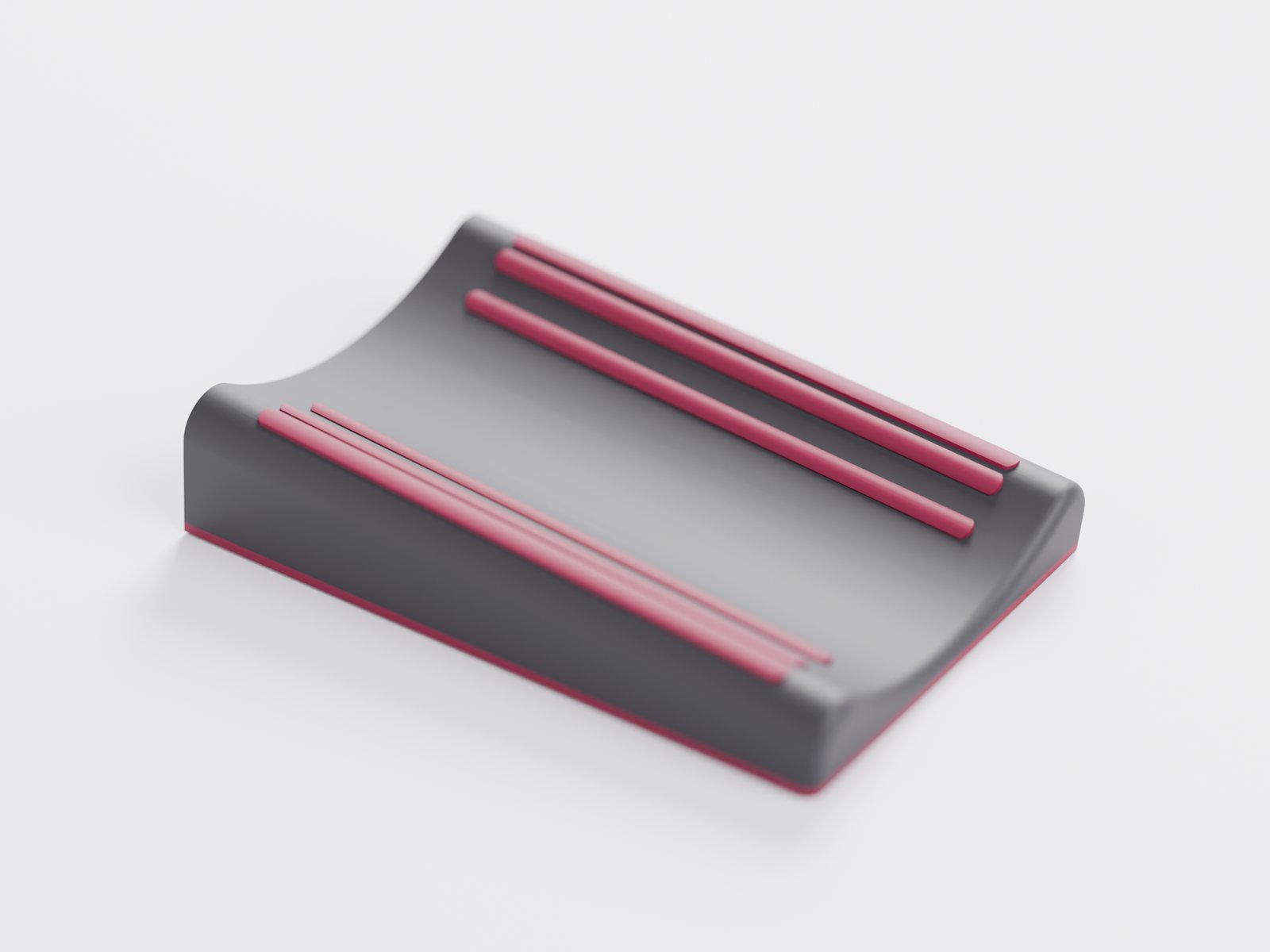 Close-up of the saddle with four Merlot TPU grip strips and grip caps on both rims